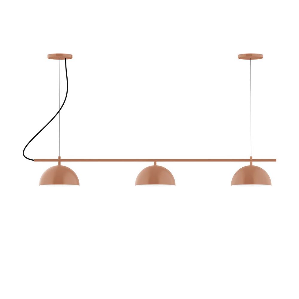 Montclair Lightworks CHA431-19-C01 3-Light Linear Axis Chandelier with Brown and Ivory Houndstooth Fabric Cord, Terracotta